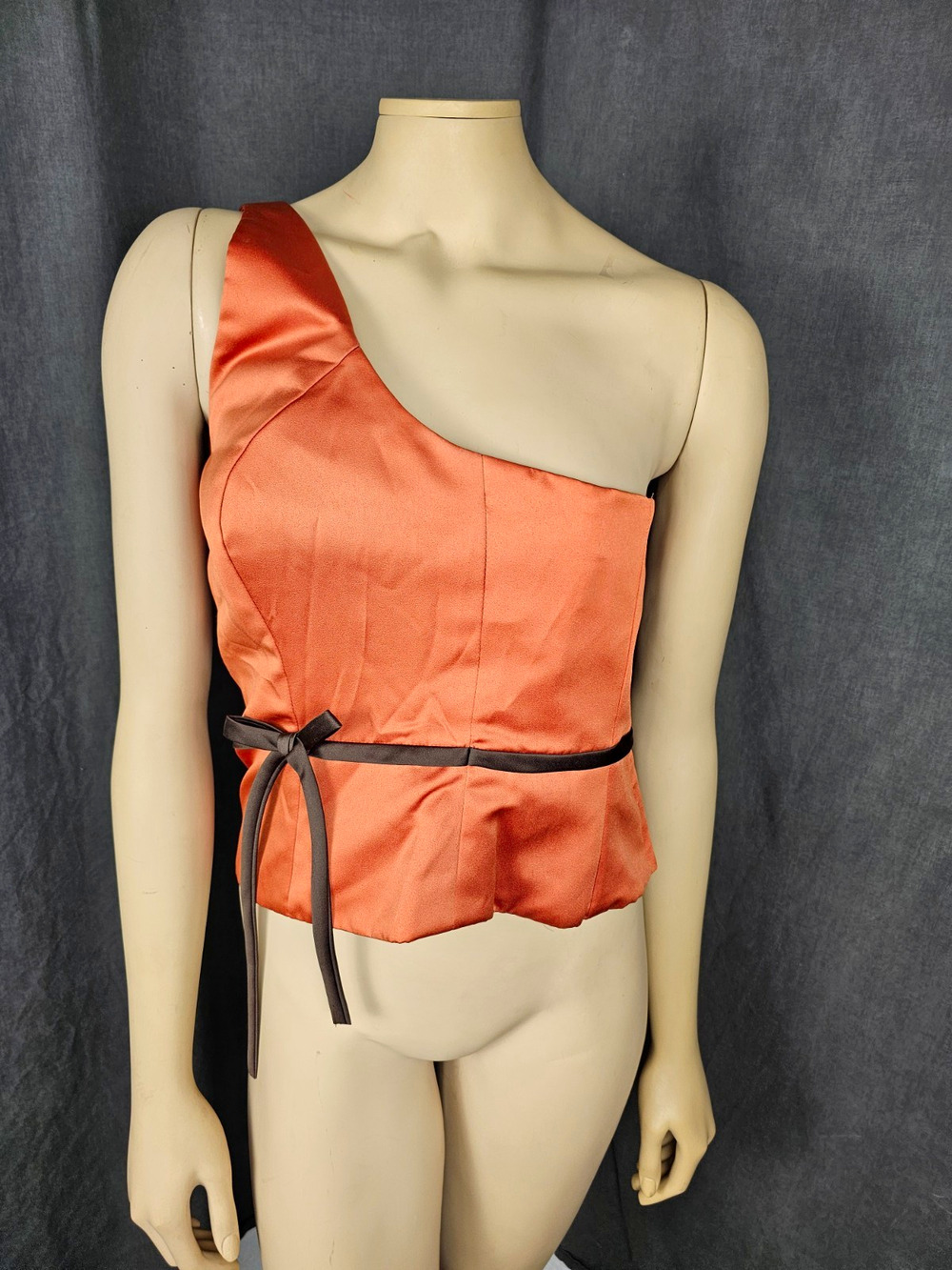 Alfred Angelo One-Shoulder Top & Skirt Set Solid Orange/Black/Brown Size 6